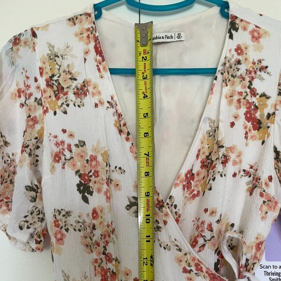 Abercrombie & Fitch White Wrap Floral Mini Dress Size XS - Picture 7 of 10